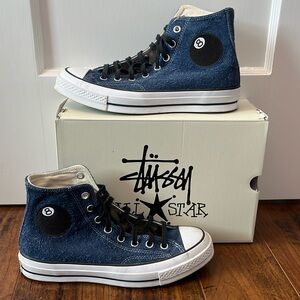 Stussy X Converse 8 ball shoes in blue WITH box